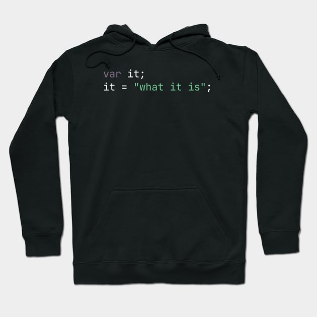 It is what it is Funny Saying in Code -  Dark Mode Hoodie by Lyrical Parser